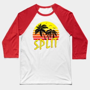 Split Croatia Retro Sunset Baseball T-Shirt